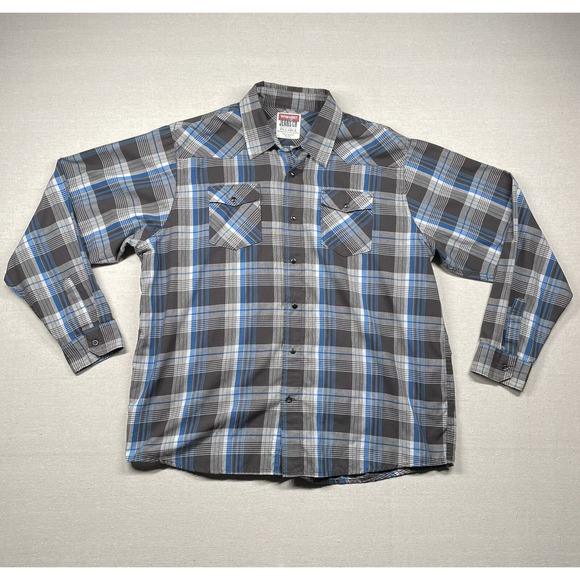 Wrangler Pearl Snap Shirt Mens 2xl Western Country Plaid Rockabilly‎ Rodeo - Picture 1 of 14